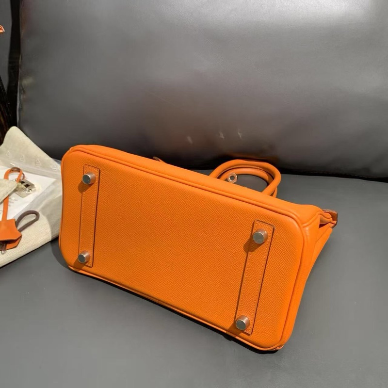 Hermes愛馬仕Birkin25橙色Epsom皮銀扣K刻-2