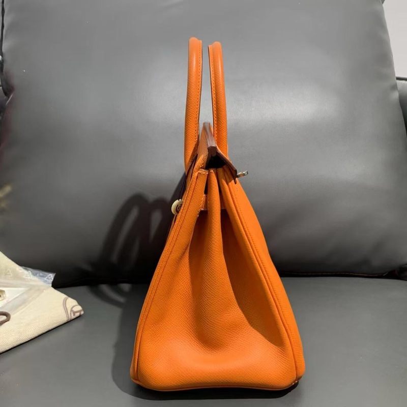 Hermes愛馬仕Birkin25橙色Epsom皮銀扣K刻-3