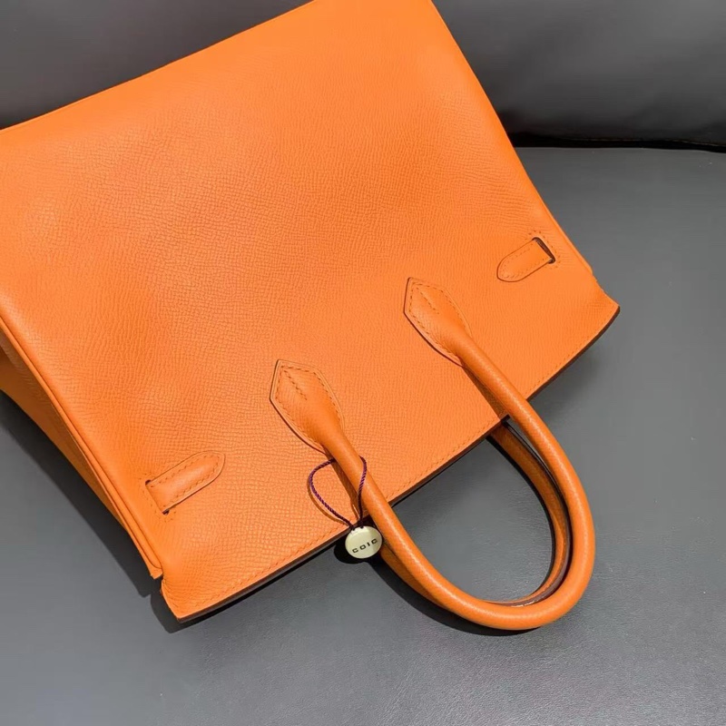 Hermes愛馬仕Birkin25橙色Epsom皮銀扣K刻-5