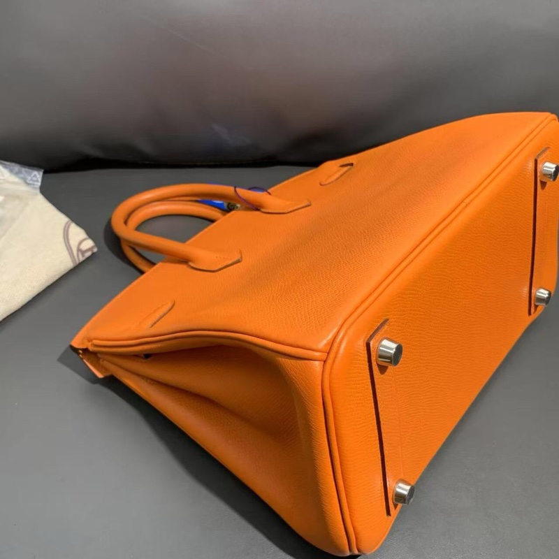 Hermes愛馬仕Birkin25橙色Epsom皮銀扣K刻-6