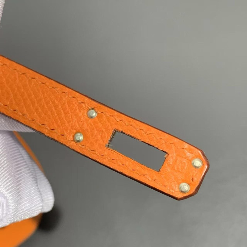 Hermes愛馬仕Birkin25橙色Epsom皮銀扣K刻-8