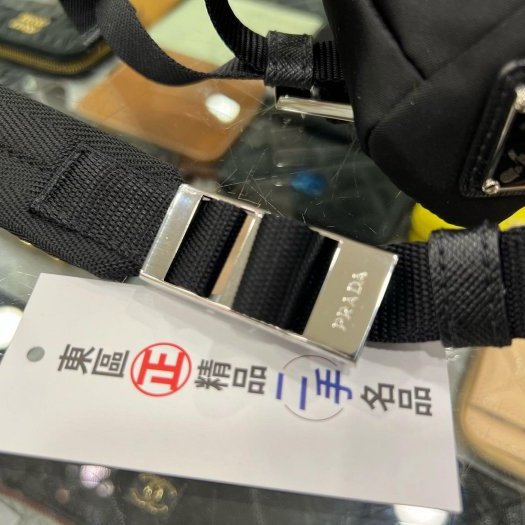 東區正精品㊣PRADA 2VH043 近全新黑色尼龍銀三角牌雙拉鍊相機包斜背包 RZ5851-8