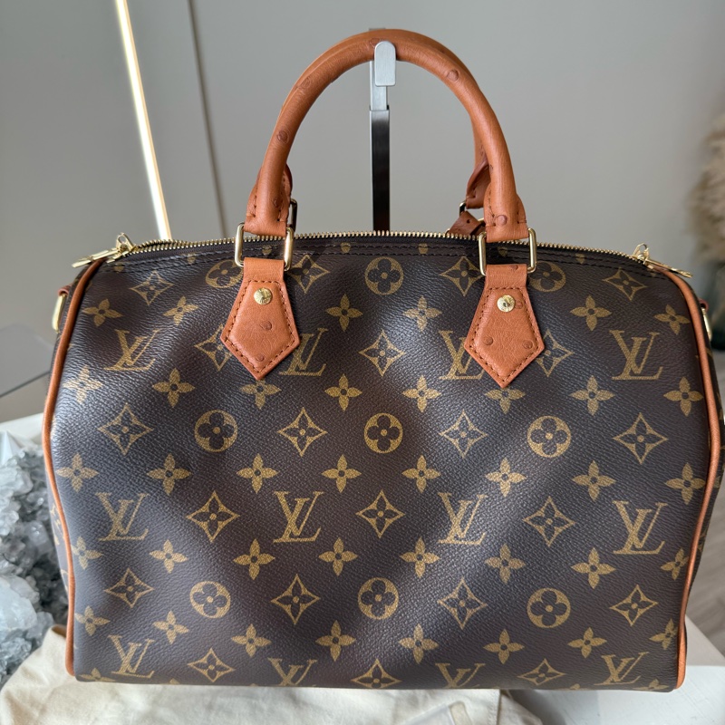 LV 老花鴕鳥皮Speedy Soft 30 Boho-1