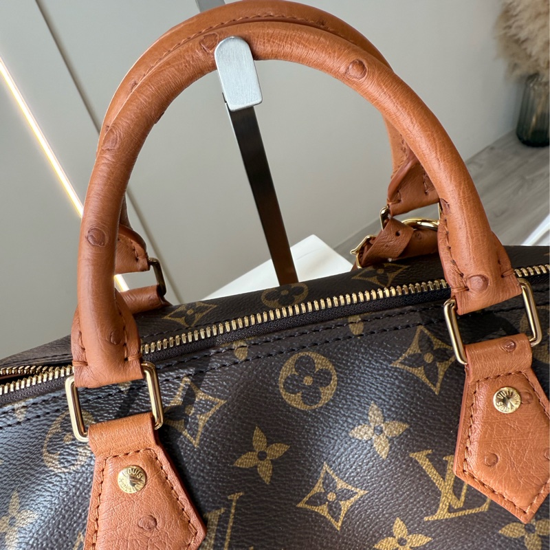 LV 老花鴕鳥皮Speedy Soft 30 Boho-5