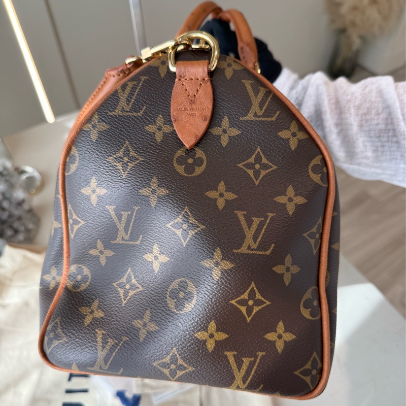 LV 老花鴕鳥皮Speedy Soft 30 Boho-8