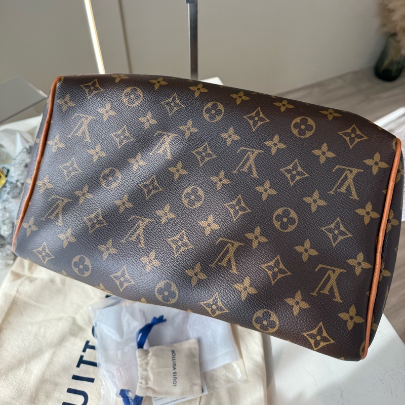 LV 老花鴕鳥皮Speedy Soft 30 Boho-10