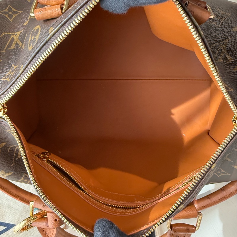 LV 老花鴕鳥皮Speedy Soft 30 Boho-11