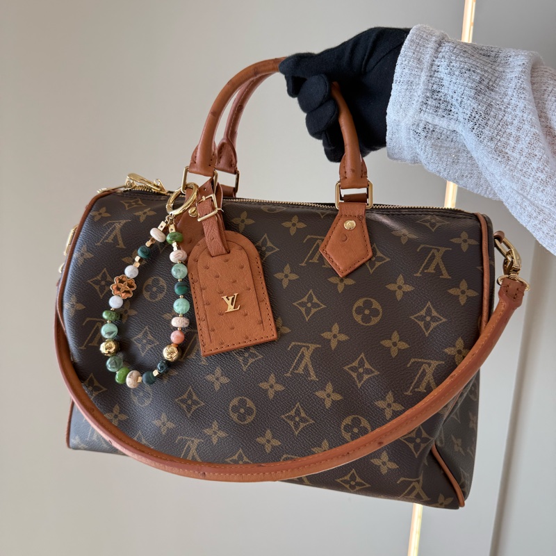 LV 老花鴕鳥皮Speedy Soft 30 Boho-15