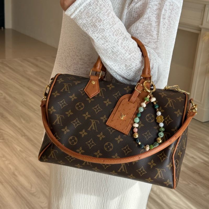 LV 老花鴕鳥皮Speedy Soft 30 Boho-17