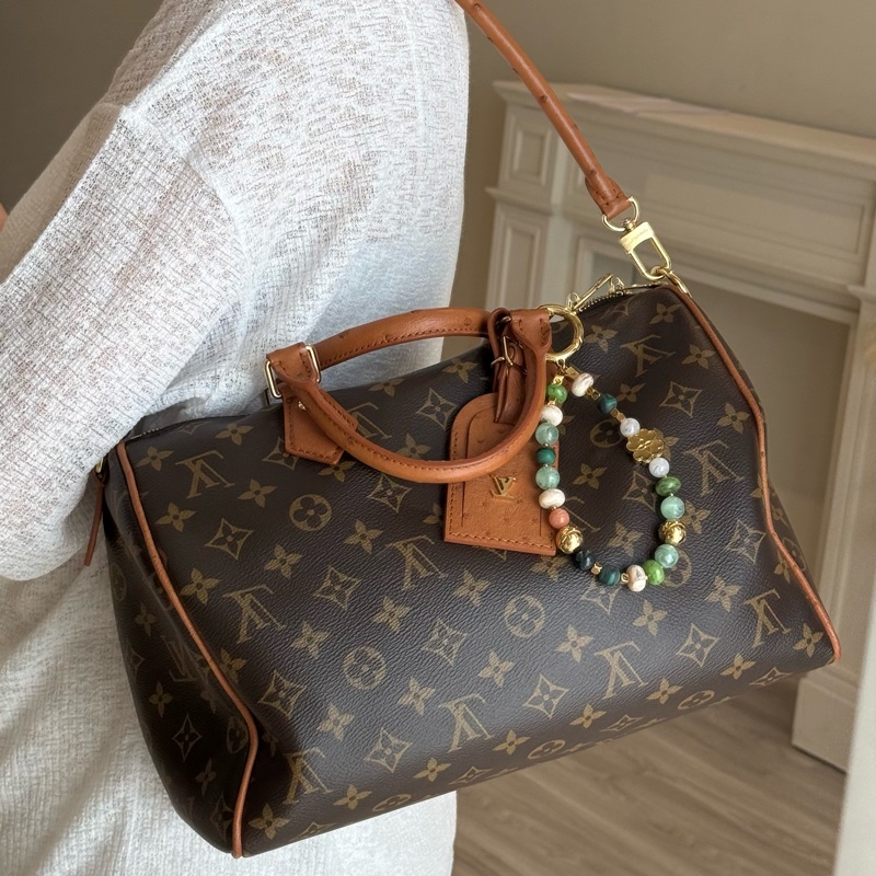 LV 老花鴕鳥皮Speedy Soft 30 Boho-18