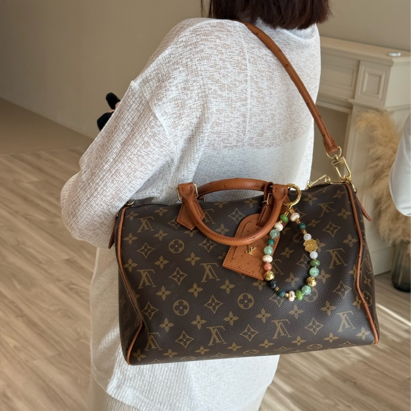 LV 老花鴕鳥皮Speedy Soft 30 Boho-19