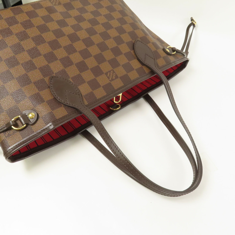 LOUIS VUITTON Damier Neverfull PM金扣手挽袋-4