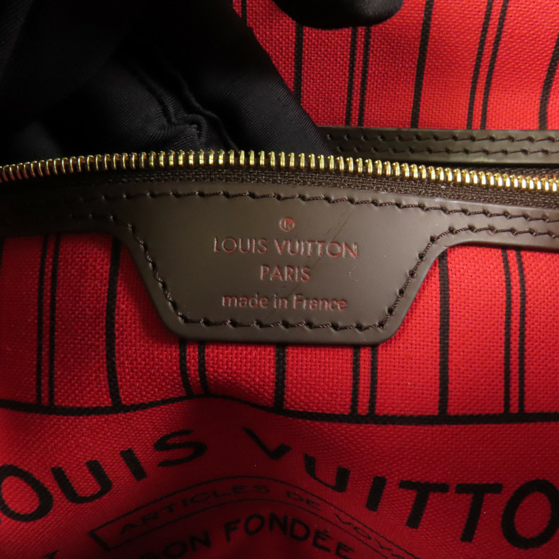 LOUIS VUITTON Damier Neverfull PM金扣手挽袋-8