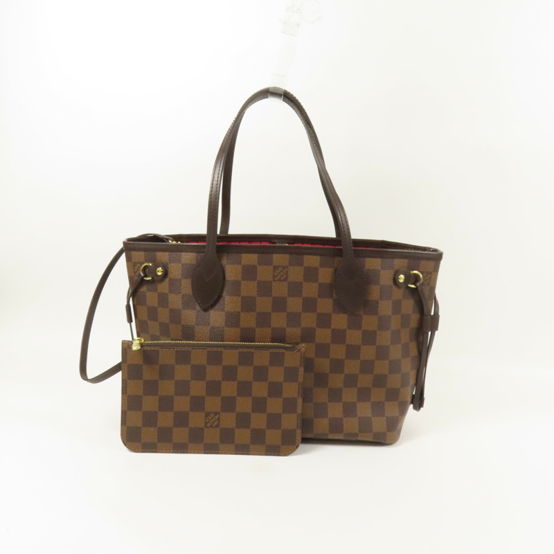 LOUIS VUITTON Damier Neverfull PM金扣手挽袋-9