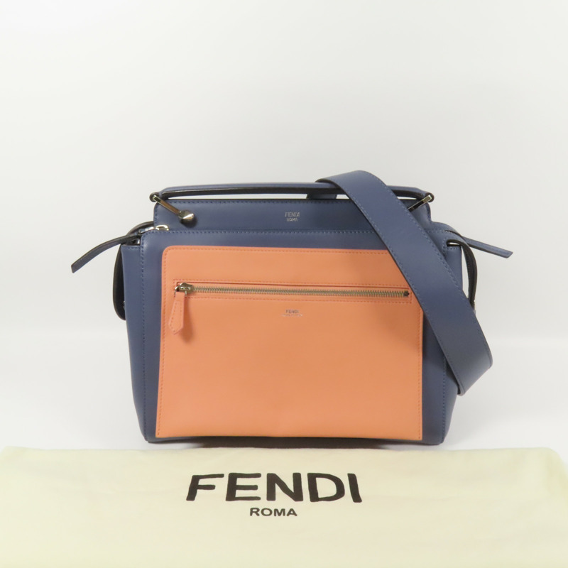 FENDI 牛皮皮革Dotcom銀扣手挽肩背兩用袋-15