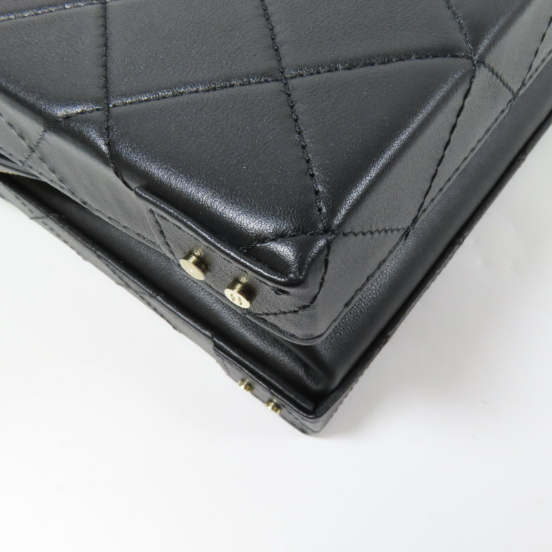 CHANEL 牛皮皮革Vanity Case金扣手挽肩背兩用袋-10