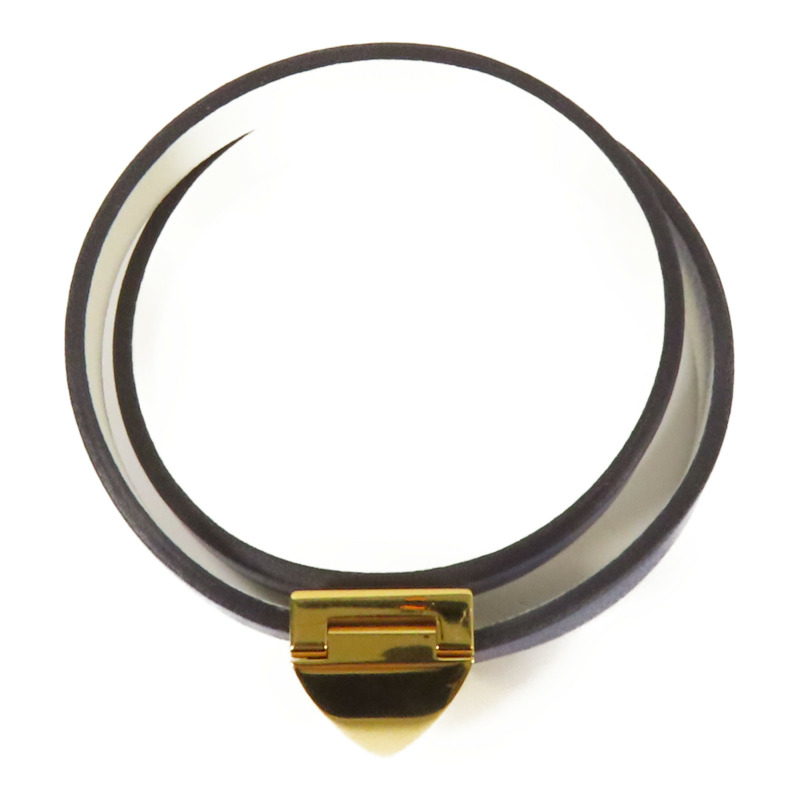 HERMES Swift皮革Medor Infini Double Tour Bracelet金扣手鐲Blue-3