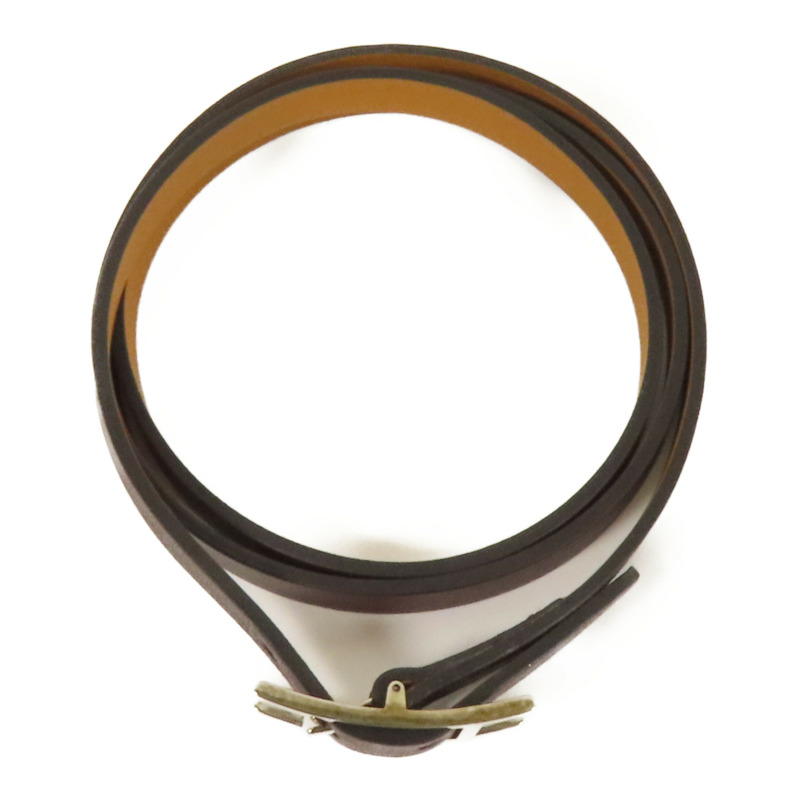 HERMES Swift皮革Behapi Double Tour Bracelet銀扣手帶Brown-3