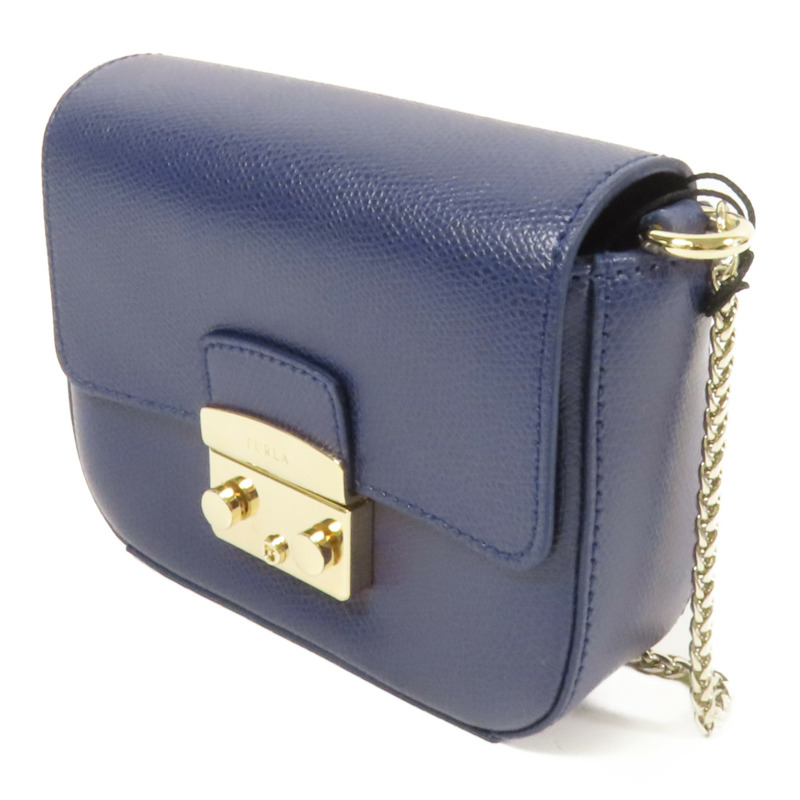 Furla 牛皮皮革Chain Shoulder金扣鏈帶肩背袋-2