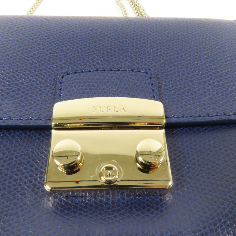 Furla 牛皮皮革Chain Shoulder金扣鏈帶肩背袋-5