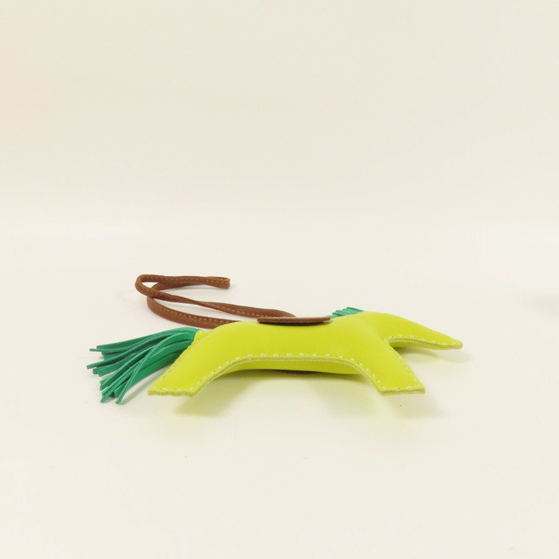 HERMES Milo皮革Rodeo MM掛飾Lime-3