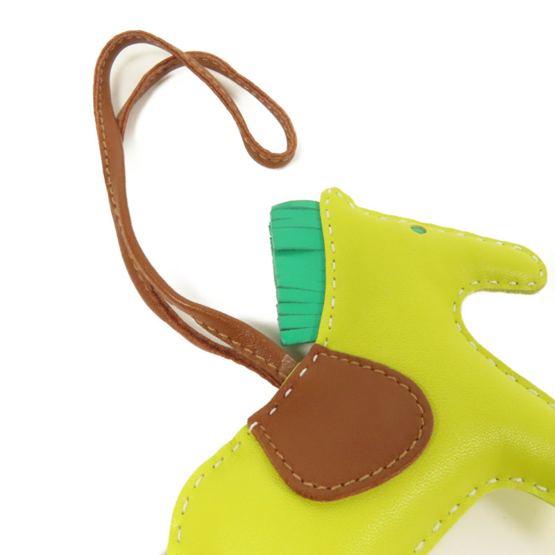 HERMES Milo皮革Rodeo MM掛飾Lime-4