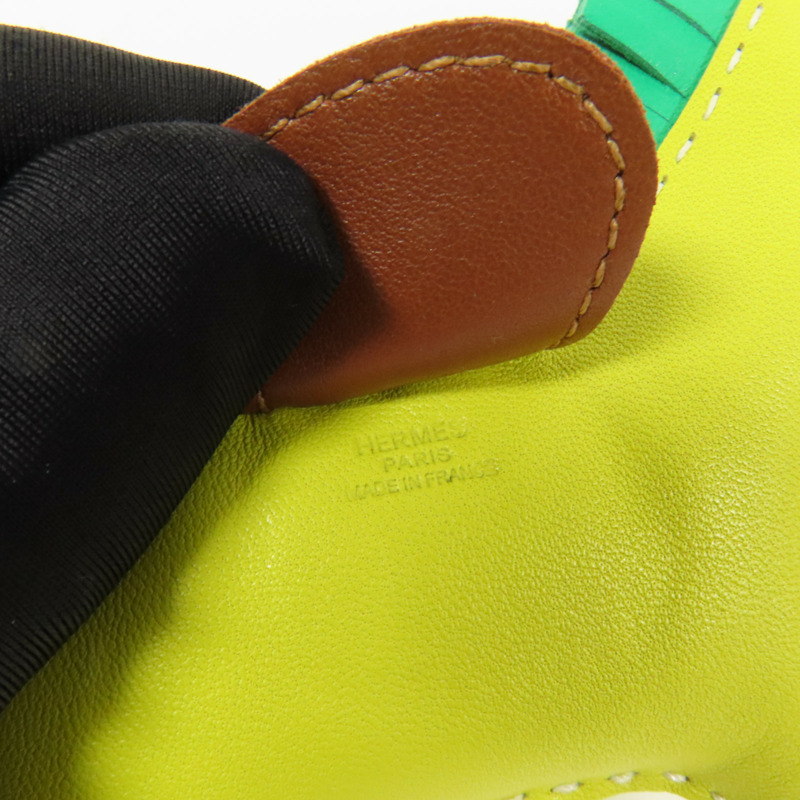 HERMES Milo皮革Rodeo MM掛飾Lime-6