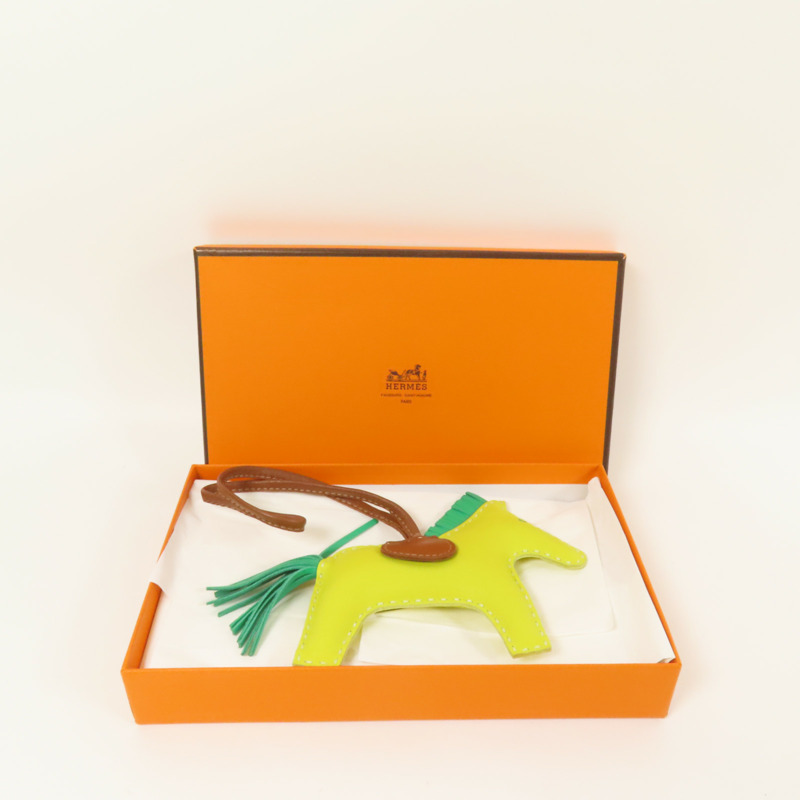 HERMES Milo皮革Rodeo MM掛飾Lime-7