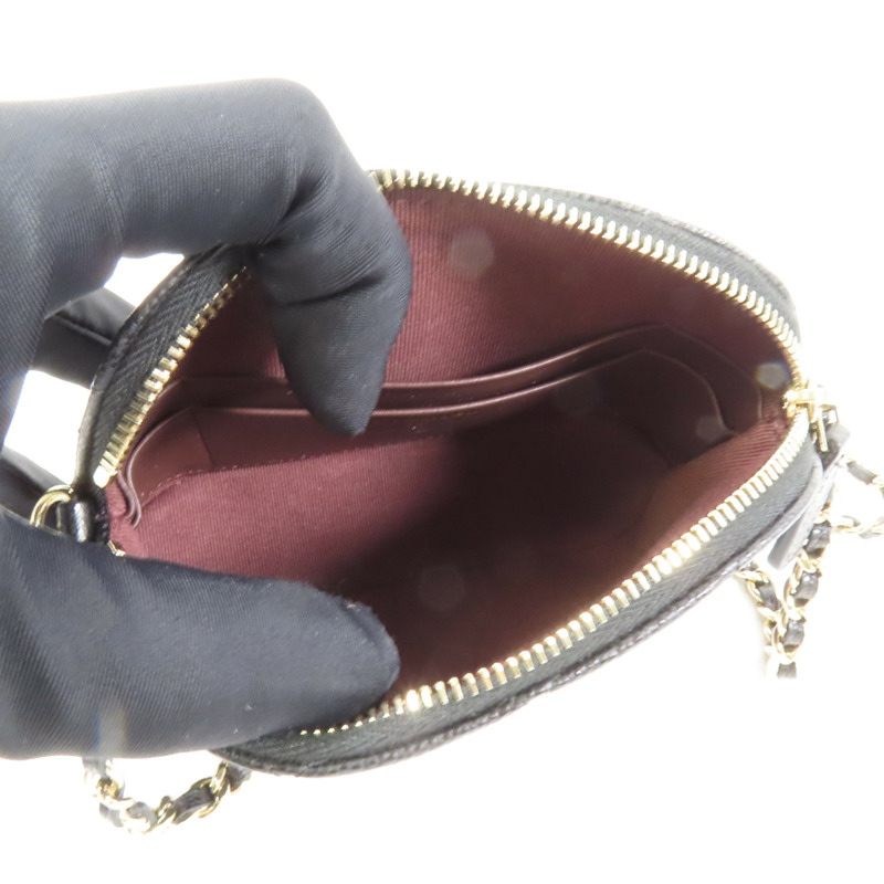 CHANEL 牛皮皮革Chain Shoulder金扣鏈帶肩背袋-6