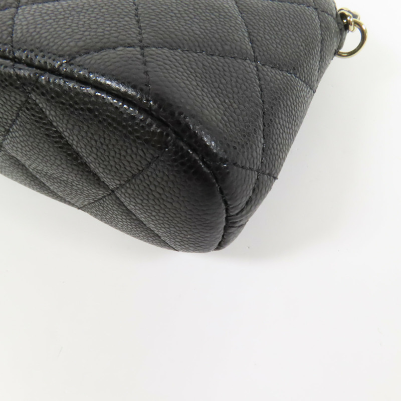 CHANEL 牛皮皮革Chain Shoulder金扣鏈帶肩背袋-11