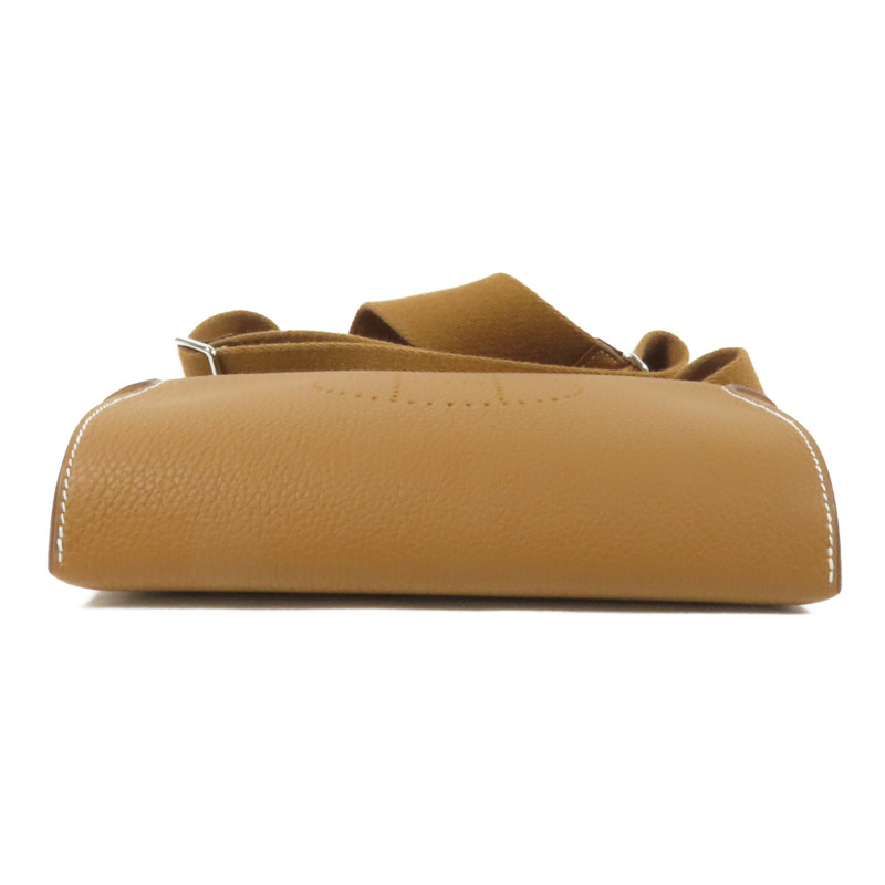 HERMES Togo皮革Videpoches銀扣肩背袋Gold-2