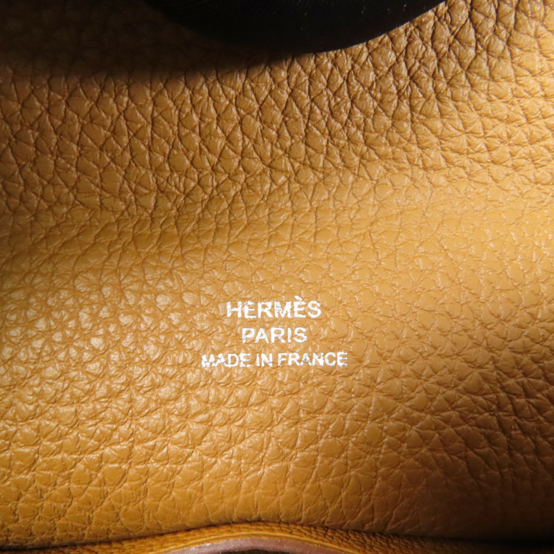 HERMES Togo皮革Videpoches銀扣肩背袋Gold-8