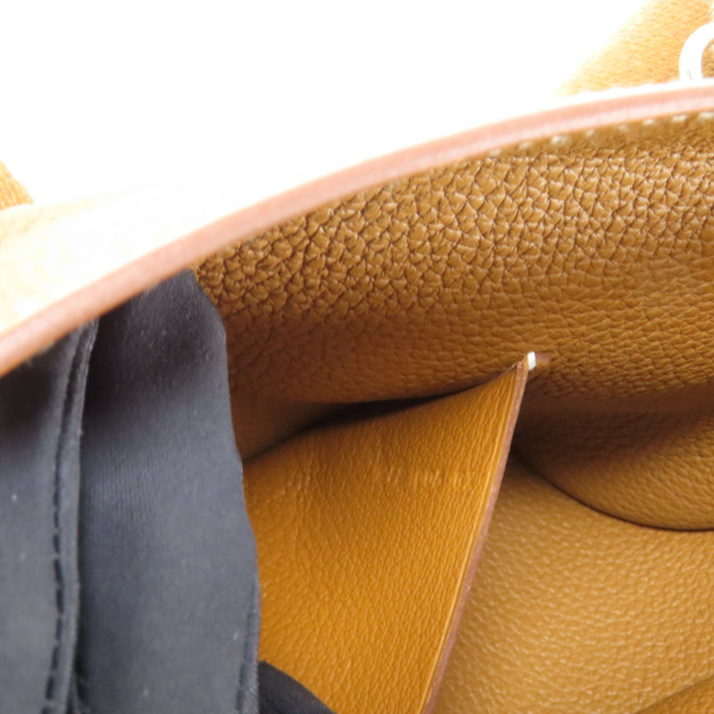 HERMES Togo皮革Videpoches銀扣肩背袋Gold-10