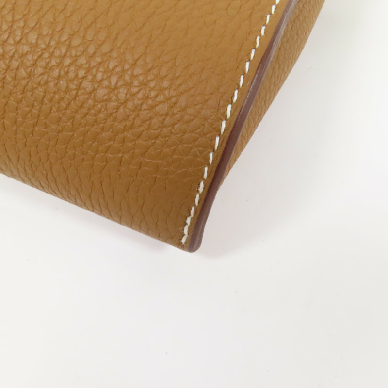 HERMES Togo皮革Videpoches銀扣肩背袋Gold-13