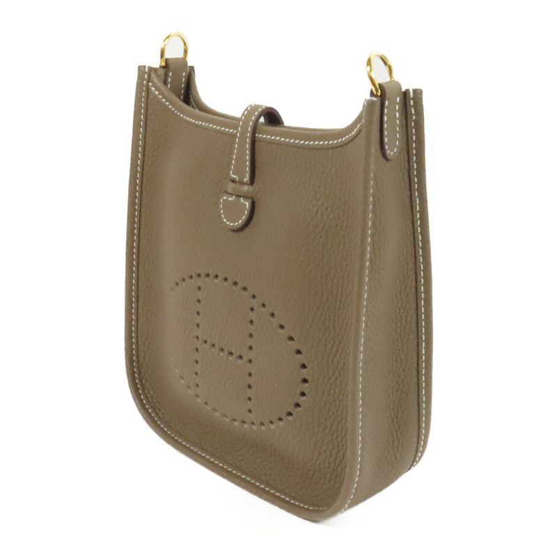 HERMES Clemence皮革Evelyne TPM金扣肩背袋Etoupe-2