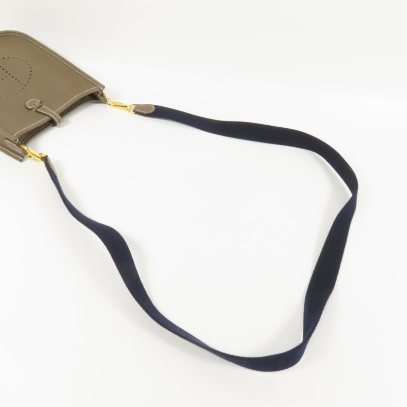 HERMES Clemence皮革Evelyne TPM金扣肩背袋Etoupe-4