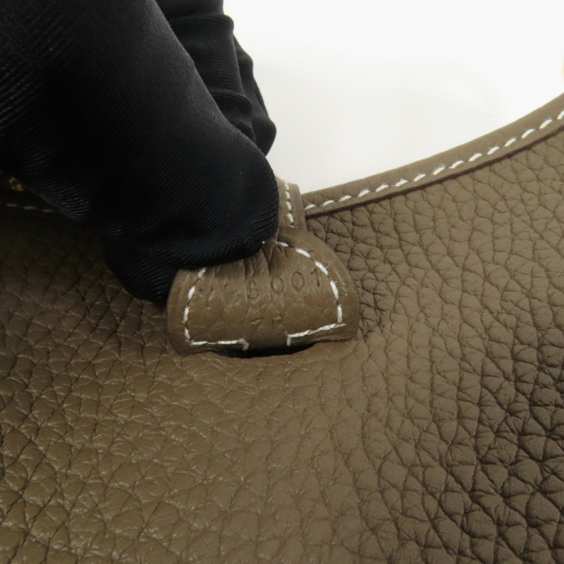 HERMES Clemence皮革Evelyne TPM金扣肩背袋Etoupe-6