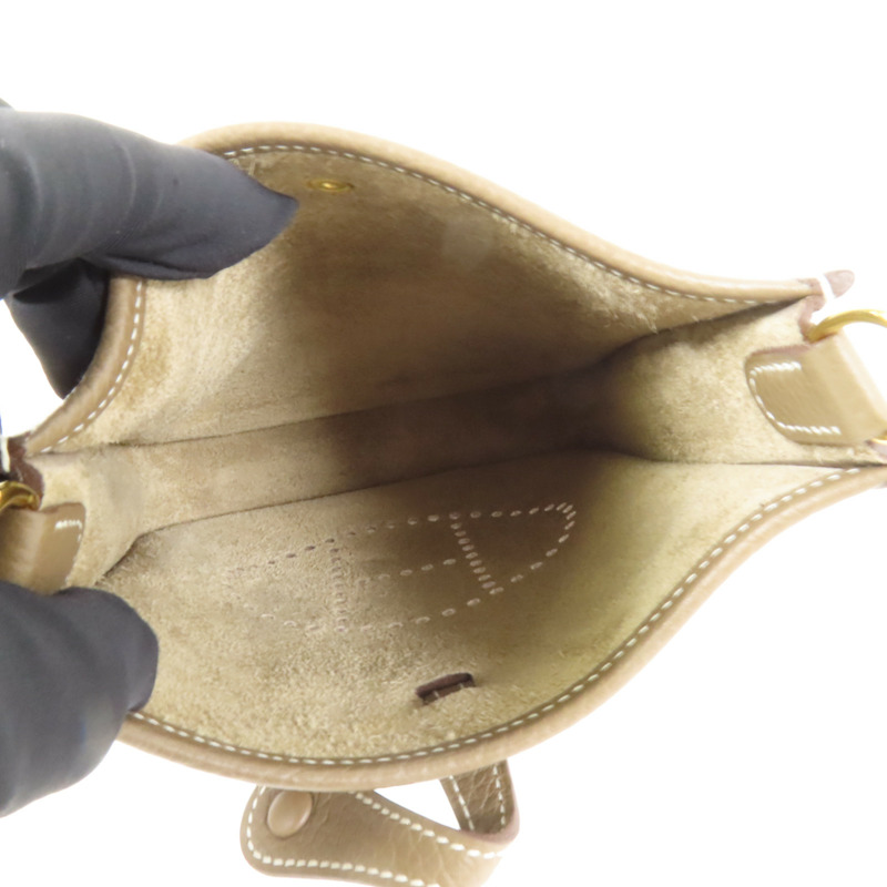 HERMES Clemence皮革Evelyne TPM金扣肩背袋Etoupe-7