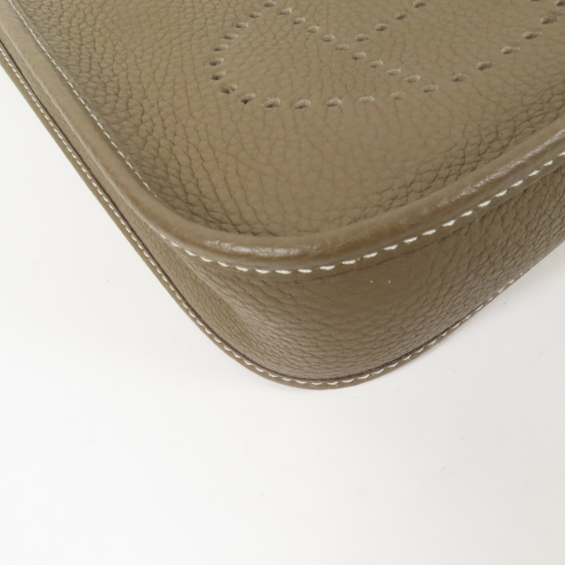 HERMES Clemence皮革Evelyne TPM金扣肩背袋Etoupe-10