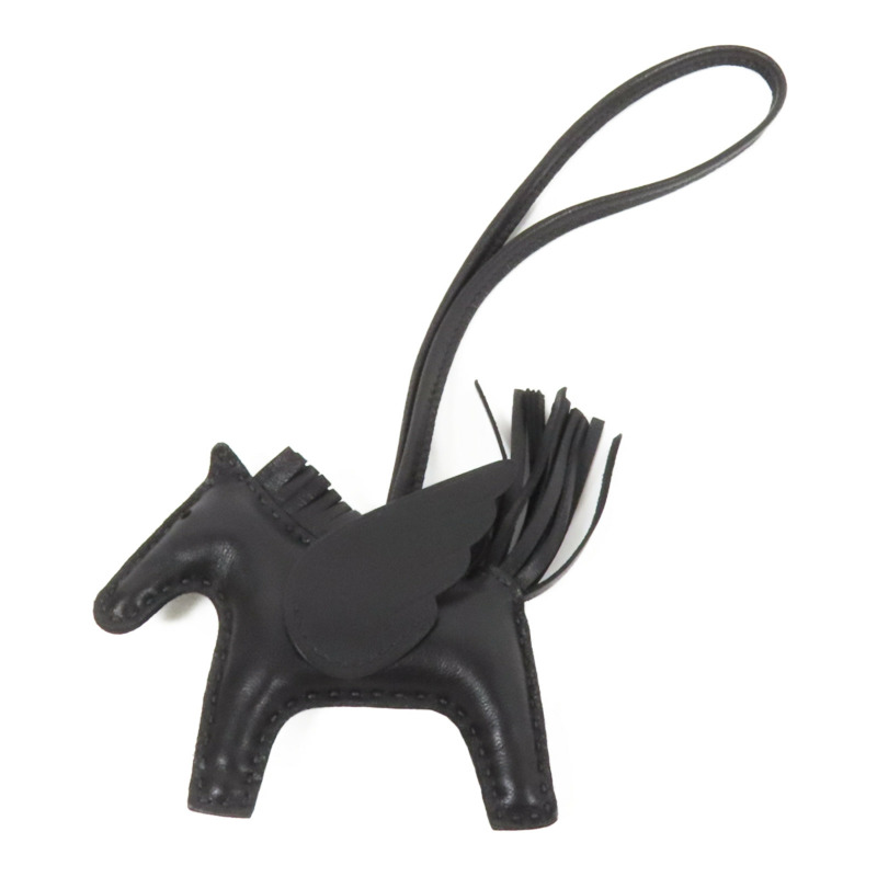 HERMES Swift/Milo皮革Rodeo Pegase PM掛飾Noir-1