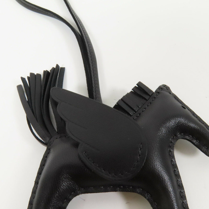 HERMES Swift/Milo皮革Rodeo Pegase PM掛飾Noir-4