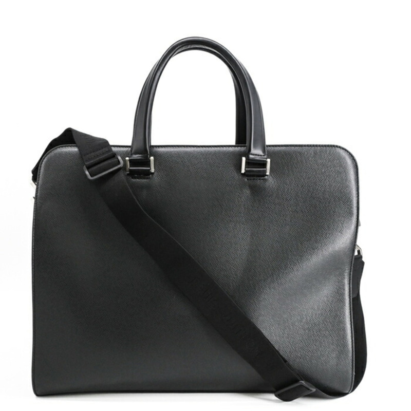 LOUIS VUITTON Taiga Nevsky 單肩包,商務 Ardoise,黑色和苔綠色皮革,M30872-1