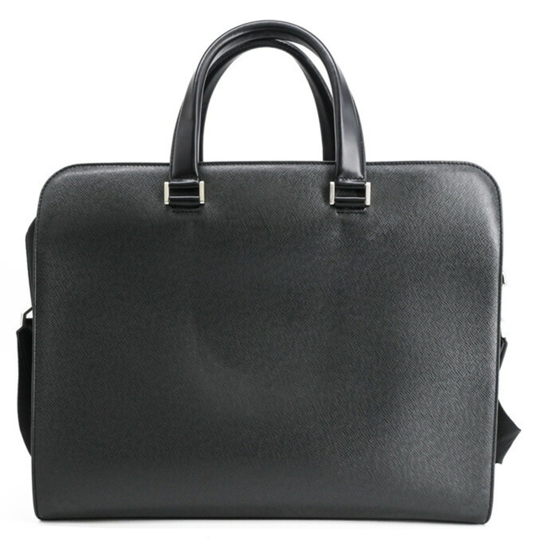 LOUIS VUITTON Taiga Nevsky 單肩包,商務 Ardoise,黑色和苔綠色皮革,M30872-2