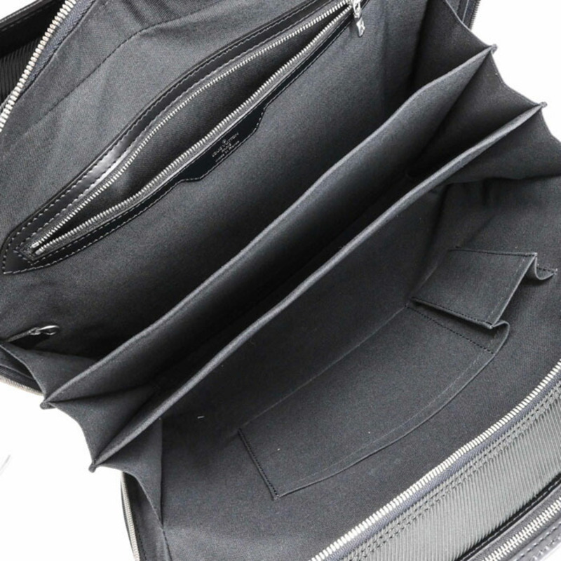 LOUIS VUITTON Taiga Nevsky 單肩包,商務 Ardoise,黑色和苔綠色皮革,M30872-12