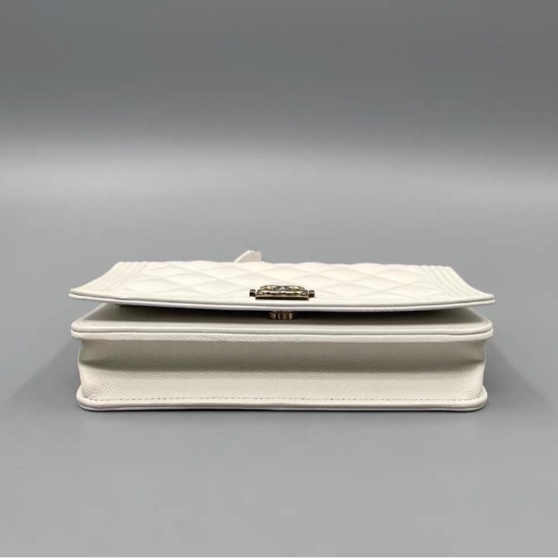 新款芯片款!Chanel香奈兒 菱格鏈條包 Leboy WOC 白色-2