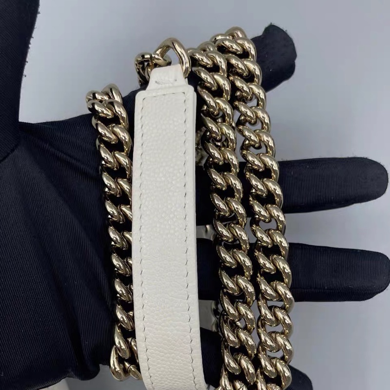 新款芯片款!Chanel香奈兒 菱格鏈條包 Leboy WOC 白色-6