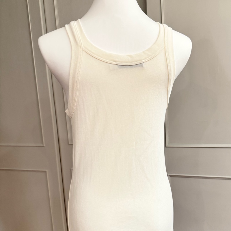 正品Dior迪奧米白色整件都是珠繡條紋背心38/SM-1