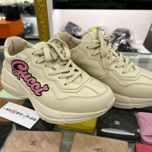 東區正精品㊣GUCCI 184664 粉色LOGO兔子老爹鞋 39.5號 RZ5847-0