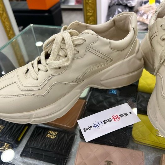 東區正精品㊣GUCCI 184664 粉色LOGO兔子老爹鞋 39.5號 RZ5847-5