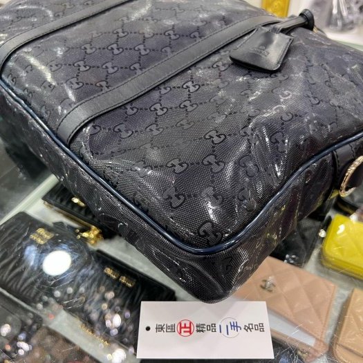 東區正精品㊣GUCCI 201480 藍色立體膠壓紋雙G手提包公事包 RZ5824-7